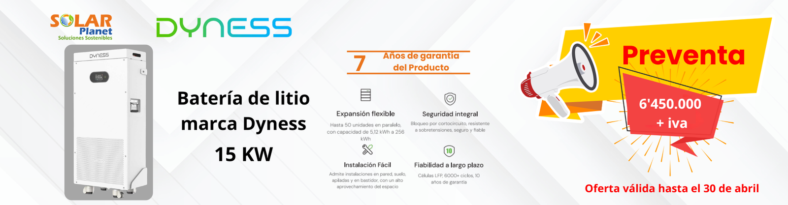 Banner batería de litio dyness 15kw